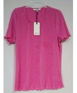 RO &amp; DE Anthropologie Women’s Accordion Pleated Short Sleeves Top Pink S... - $33.16 CAD