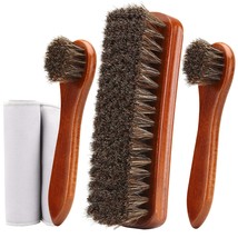 Unekez 4-Piece Horsehair Shoe Brush Shine Kit, Shoe Polish Kit, Leather ... - $21.77