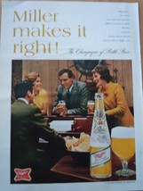 Miller High Life Makes It Right  Print Magazine Advertisement 1968 - $3.99