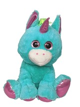 Spark Create Imagine Teal Metallic Unicorn Plush Rainbow Mane Stuffed Animal 17&quot; - £31.65 GBP