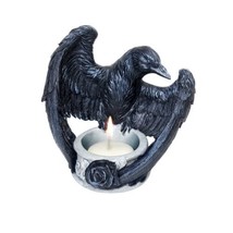 Alchemy Gothic V28 Raven Tea T-Light Light Candle Holder The Vault Black Vanity - £23.98 GBP