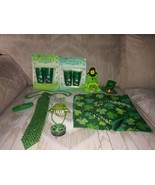 St Patricks Paddys Day Lot Pin Tie Necklace Plush Shot Glasses Hair Clip... - $32.66