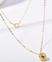 14ct Solid Gold Caged Atlas Dome Necklace - 14k , gift, small, chain, tiny, ball - £144.96 GBP