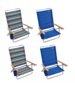 Rio Brands SC195-461909PK4 Beach Folding Chairs 4-Pack: 2 BLUE + 2 MULTI-COLOR - $177.21