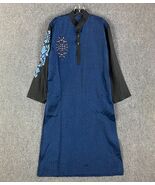 Indian Dress Women&#39;s USA Medium 3/4 Sleeve Navy Blue Maxi Formal Party - $27.90 CAD