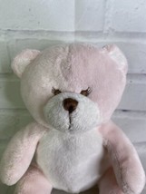 Babies R Us Pink White Teddy Bear Plush Sewn Embroidered Nose Eyes Lovey 2012 - £19.05 GBP