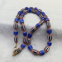 Vintage Chevron Venetian Style Multilayers Glass Beads Necklace NC-807 - £38.76 GBP