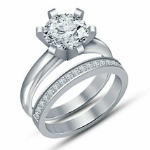 ROUND CUT 1.50 CT.T.W. SOLITAIRE DIAMOND 14K WHITE GOLD FINISH BRIDAL RI... - $1,378.95 MXN