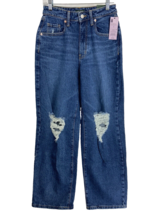 Womens Size 2/26 Wild Fable Baggy Destroyed Blue Denim Jeans Mom High-Wa... - $14.24