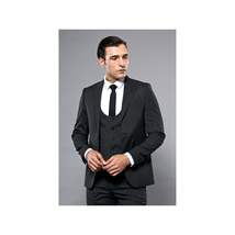 Men 3pc European Vested Suit WESSI J.VALINTIN Extra Slim Fit JV27 Black Stripe image 8