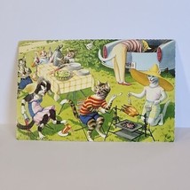 Vintage Postcard Alfred Mainzer Anthropomorphic Cats Cookout Barbecue Picnic  - £7.75 GBP