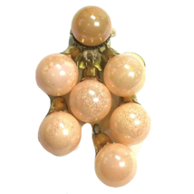 Pin Brooch Vintage Dangle Peach Colored Glass Balls 3.3&quot; - £30.30 GBP