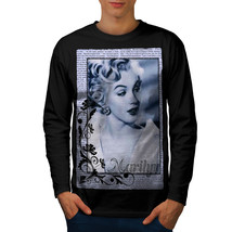 Marilyn Monroe Face Tee Eiffel Sky Men Long Sleeve T-shirt - £11.98 GBP