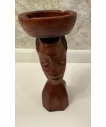 African Art Figurine Wood Ashtray - $471.22 MXN