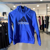 Adidas Boys Hoodie Size M 10/12 Blue Climawarm Pullover Sweatshirt EUC - $29.70