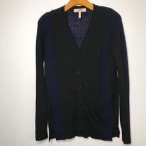 BCBGMaxAzria M Wool Cardigan Sweater Button Down Black Blue Long Sleeve V Neck - £31.96 GBP