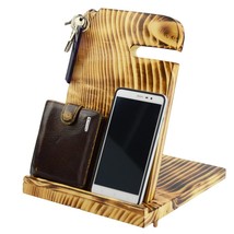 Wood Phone Docking Station - Desk Organizer - Key Holder - Wallet Stand ... - $15.09