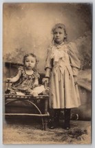 RPPC Edwardian Children Two Cute Girls Studio Photo c1910 Postcard Q21 - £6.22 GBP