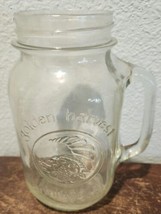 Vintage Golden Harvest Drinking Glass Jar Mug with Handle Clear Glass Sm... - $8.81