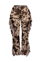 Women&#39;s Side Ruffle Detailed Printed Mesh Pants - $843.05 MXN