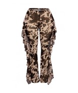 Women&#39;s Side Ruffle Detailed Printed Mesh Pants - €38,52 EUR