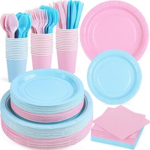 Durony 350 Pieces Baby Gender Reveal Party Supplies Light Pink Light Blu... - $42.99
