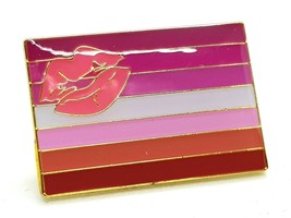 Lipstick Lesbian Pride Enamel Pin Badge Rectangular Flag Gold Plated LGB... - £2.97 GBP