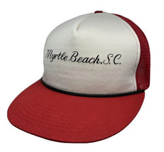 Vintage Myrtle Beach South Carolina Red Mesh Back Snapback Rope Trucker Hat Cap - £15.91 GBP