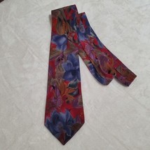 Boss Hugo Boss Tie Mens Red Floral 100% Silk Necktie Italy  - $28.87