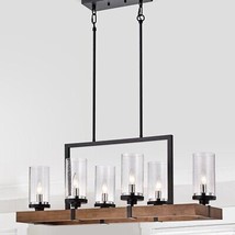 Warehouse of Tiffany PD002-6BR 6-Light The Barn Sonoma Wood &amp; Metal Linear Chand - £178.22 GBP