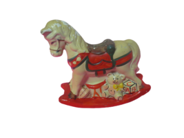 Vintage Ceramic Rocking Horse Piggy Coin Bank 5.5&quot;T x 7&quot;L Hand Painted  - $19.75