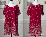 Rising International Red Shift Dress Chiffon Bird Print XL - $23.04