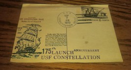 USS Constitution Boston Naval Shipyard Postcard 1972 Postmarked  6c  175th - £7.83 GBP