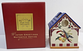 Lenox Winter Greetings Nuthatch Votive Ceramic Birdhouse Tea Light Holder NIB - £11.98 GBP