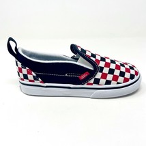 Vans Slip On V (Checkerboard) Black Racing Red Baby Toddler Casual Sneakers - $34.95