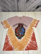 Size M Grateful Dead Pink Orange Tie Dye Skeleton Roses Graphic T-Shirt - £13.26 GBP