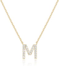 14K White Gold Plated Cubic Zirconia Initial Necklace Letter Dainty Necklaces fo - £26.03 GBP