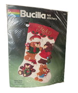 Bucilla Festive Bears 18&quot; Felt Christmas Stocking Kit #82255 - $31.49