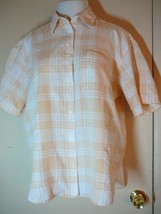 Woman&#39;s Top Blouse Cotton Blend Orange Short Sleeve Company One Size 2X - £11.10 GBP