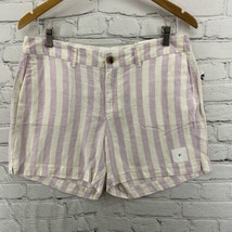 Old Navy Linen Shorts Womens Sz 10 White Pink Stripes Every Day Short NWT - $11.88