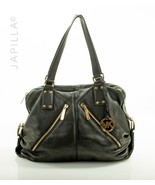 LARGE BLACK MICHAEL KORS LEATHER ZIPPER SATCHEL! - $127.71