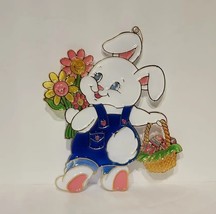 Vintage New Design Inc Eater Bunny with Basket &amp; Flowers Sun Catcher - £9.28 GBP