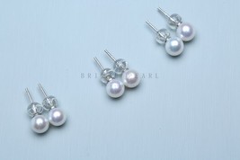 BaroqueOnly 100% Genuine Freshwater Akoya Pearl earrings 925 Silver sterling Stu - £20.71 GBP