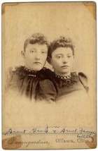 Circa 1890&#39;S Named Cabinet Card Two Beautiful Sisters Baumgardner Ottawa, Oh - £8.90 GBP