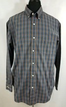 Haggar Clothing Mens XL Dress Shirt Long Sleeve Striped Blue Brown Orang... - £14.60 GBP