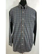 Haggar Clothing Mens XL Dress Shirt Long Sleeve Striped Blue Brown Orang... - £14.68 GBP