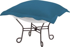 Pouf Ottoman HOWARD ELLIOTT Ocean Blue Seascape Sunbrella Acrylic Outdoo - $789.00