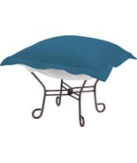 Pouf Ottoman HOWARD ELLIOTT Ocean Blue Seascape Sunbrella Acrylic Outdoo - £620.43 GBP