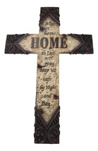 Rustic Tuscany Bless This Home Oh Lord We Pray Tooled Scrollwork Wall Cross - £29.95 GBP