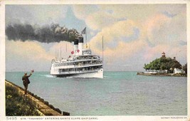 Steamer Tashmoo Entering Sainte Claire Ship Canal Michigan Phostint postcard - £5.84 GBP